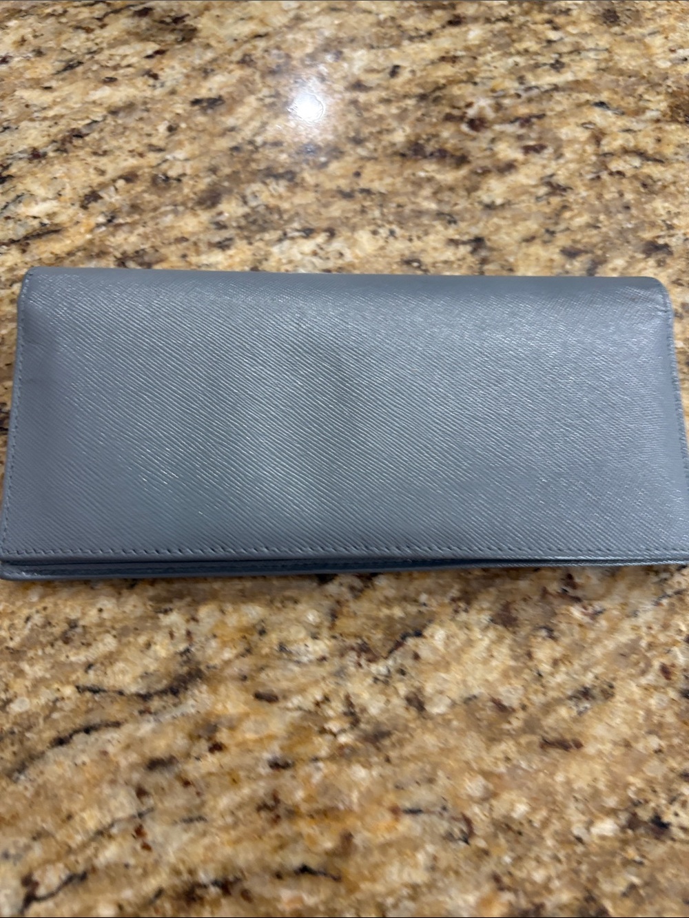 Prada Gray Saffiano Leather Long Wallet